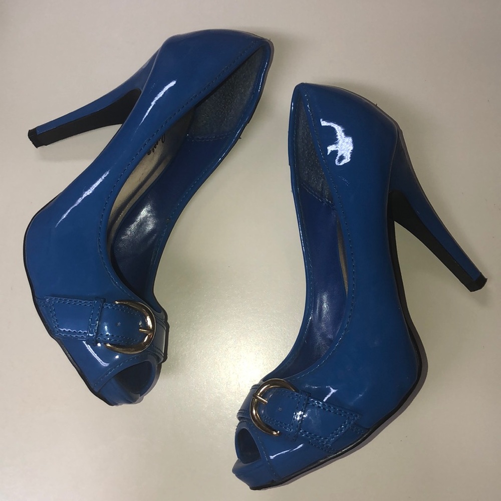 Royal Blue Buckle Heels